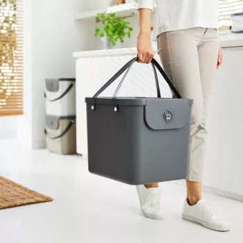 Rotho Albula četrstūraina plastmasas atkritumu tvertne 40 L, antracīta, tehnopolimērs, 400×358×340 mm