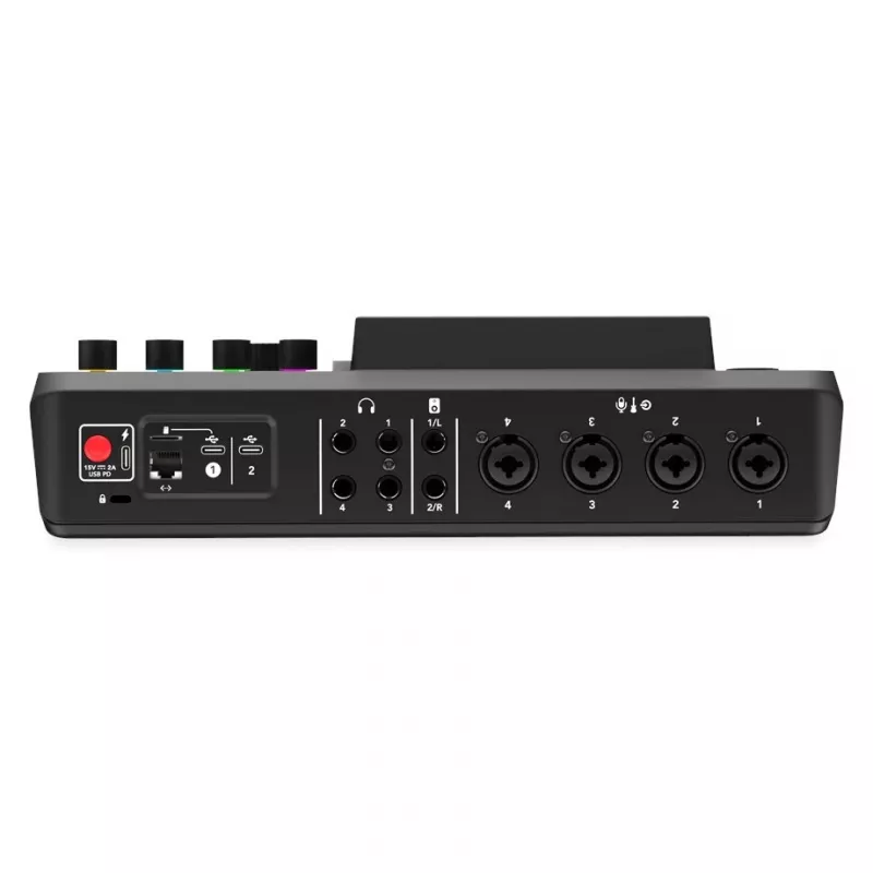 Studijas kontrolleris RØDE Caster Pro II melns — 4 XLR/TRS kombinētās ieejas, 4 austiņu izejas, 8 bloki, skārienekrāns, Wi‑Fi, Bluetooth, USB‑C