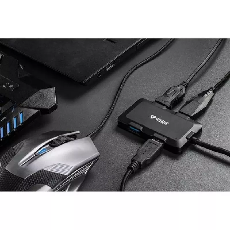 Yenkee YHB 4341BK 4-portu USB 3.0 uzlādes centrmezgls