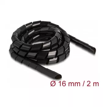 DeLOCK spirālveida šļūtene elastīga 2 m x 16 mm melna polietilēns