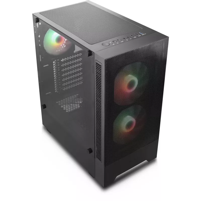 PC Case Set Silentware Flow 100 ARGB MESH — 2×140 mm priekšā, 1×120 mm aizmugurē