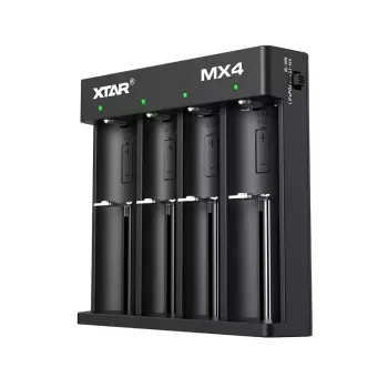 Baterijas lādētājs XTAR MX4 4 vietu universāls Li-ion NiMH USB-C, melns, atbalsta 4 baterijas