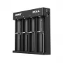 Baterijas lādētājs XTAR MX4 4 vietu universāls Li-ion NiMH USB-C, melns, atbalsta 4 baterijas