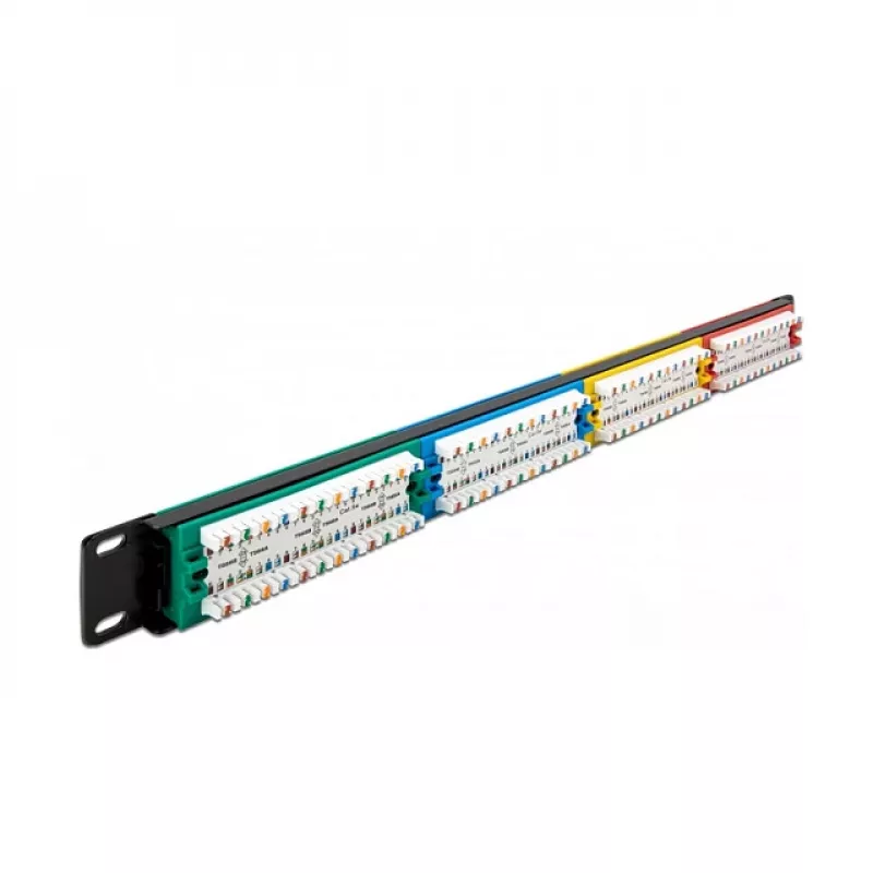 DeLOCK 19 collu ielāpu panelis 24 portu Cat.5e 1U krāsains RJ-45
