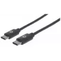 Manhattan USB-C uz USB-C kabelis, 50 cm, vīrišķais–vīrišķais, melns, 480 Mbps (USB 2.0), Hi-Speed USB, mūža garantija, ekvivalents USB2CC50CM
