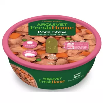 Mitrā suņu barība ARQUIVET Fresh Home Gulasz Wieprzowy 280 g – cūkgaļa, monoproteīns, pilnvērtīga barība