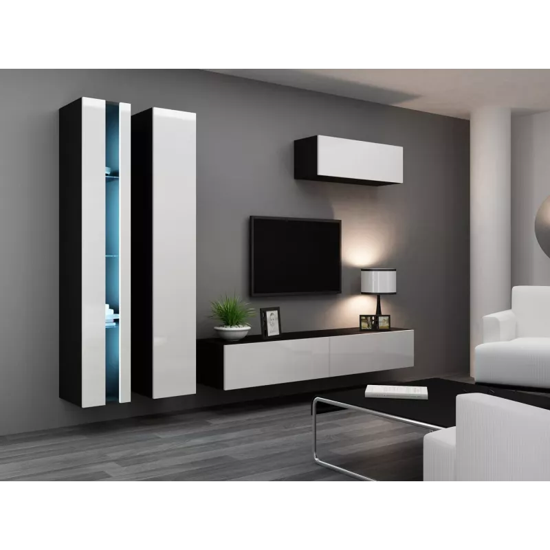 TV statīvs cama meble VIGO NEW 30/180/40, 1800×400×300 mm, melna virsma, skaidu plātņu rāmis