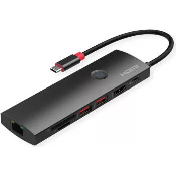 ROLINE USB-C dokstacija 4K HDMI 1x C PD 2xUSB3.2Gen2 1xGbE - Digitālā/Datu (12.02.1126)