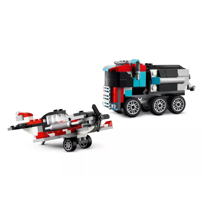 LEGO Creator 2-in-1 komplekts “Flatbed Truck with Helicopter” 31146, pārveidojams būvējums bērniem