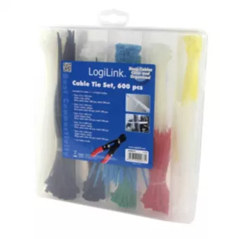 Kabeļu saites LogiLink KAB0019 neilons melna zila zaļa sarkana balta
