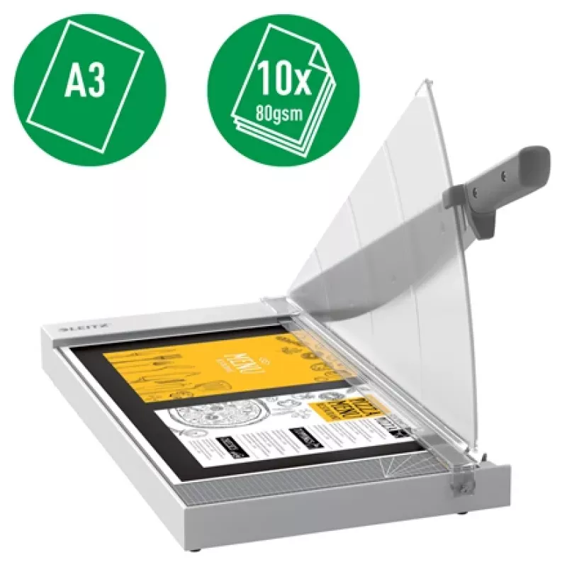 Leitz Precision mājas biroja papīra griezējs A3, 10 loksnes, manuāla spīle, nerūsējošais tērauds, A3, 80 g/m², tērauds