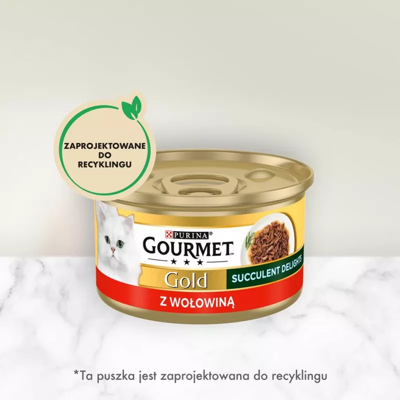 PURINA Gourmet Gold Succulent Delights liellopu gaļas konservēta kaķu barība - 85 g