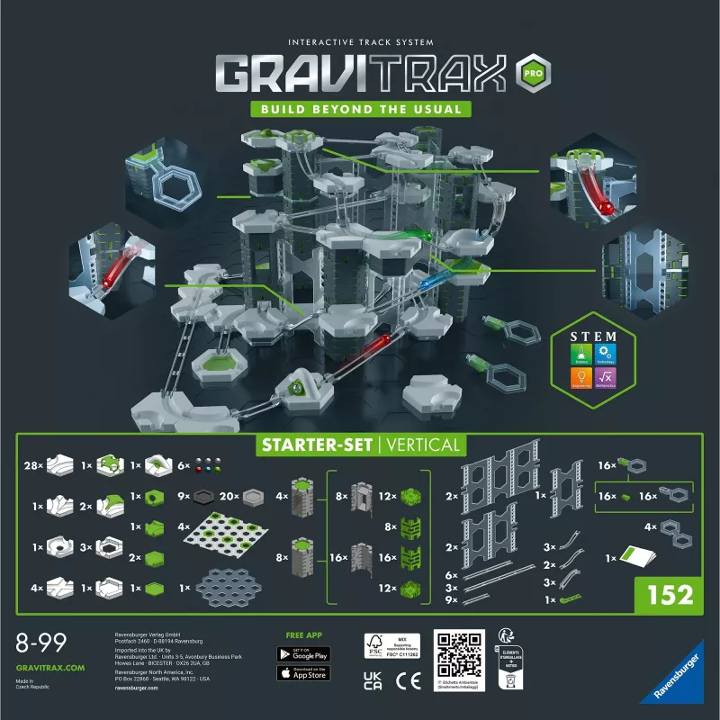 Rotaļlietu bumbiņu trase Ravensburger GraviTrax PRO Starter-Set Vertical vecumam 8+