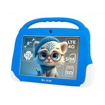Planšetdators BLOW KidsTAB8 8 collu IPS HD Android 12, 1,6 GHz astoņu kodolu T606, 4 GB RAM, 64 GB, LTE, MicroSD