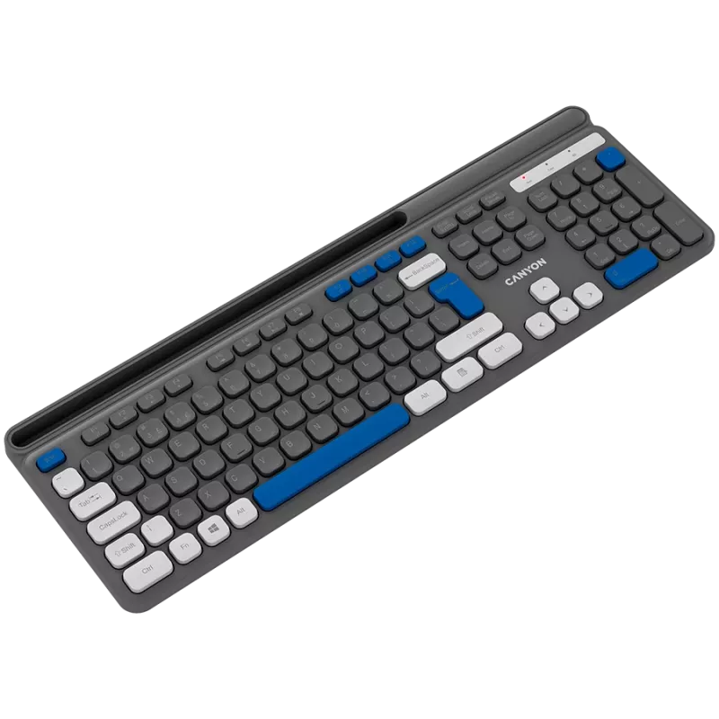 Bezvadu tastatūra CANYON HKB-W03 pelēka — kompakts dizains, darbināma ar AAA bateriju, modelis CNS-HKBW03DG