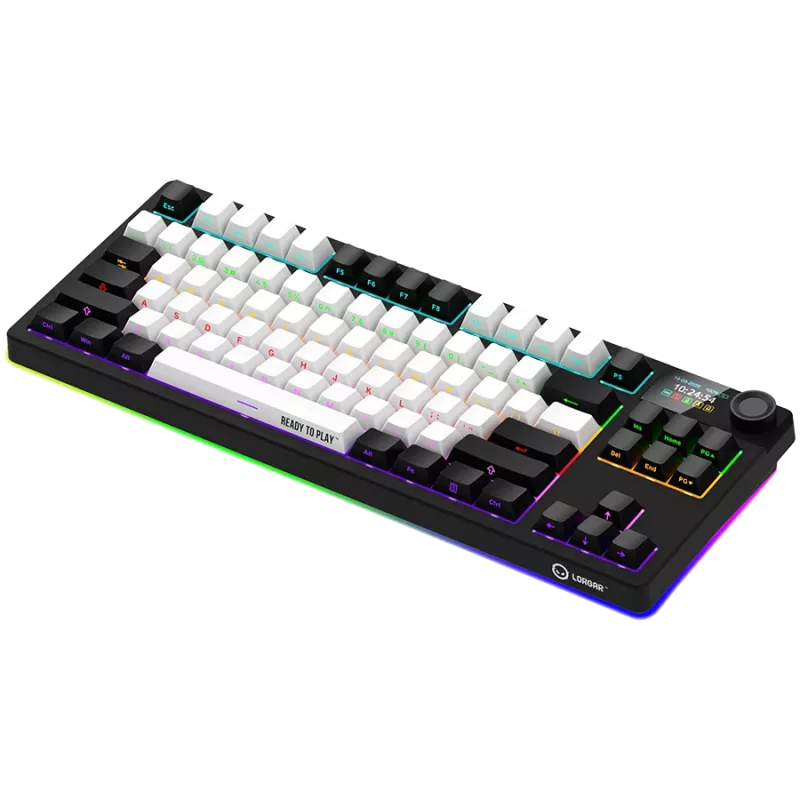 LORGAR KBP70TKLW, bezvadu TKL mehāniskā spēļu tastatūra Pro, melna/sarkana, EN izkārtojums