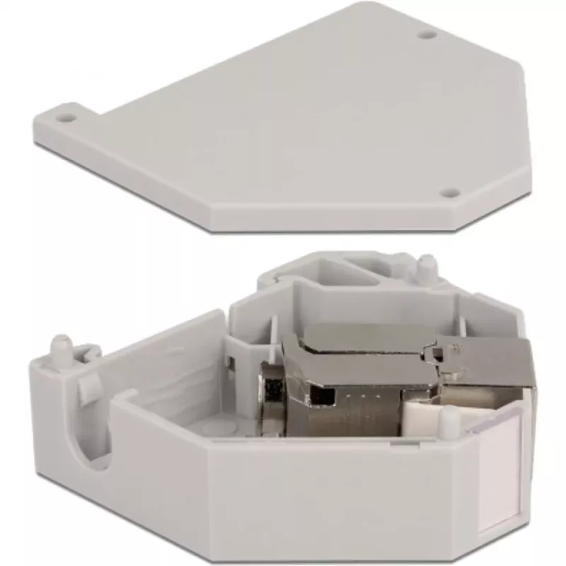 Delock - Modularadapter - DIN sliedes montāžai - CAT 6a - STP - Pelēks - 1 savienotājs (86014)