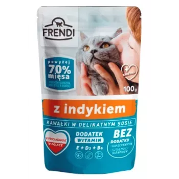 Mitrā kaķu barība Frendi Pieces tītara mērcē, 100 g