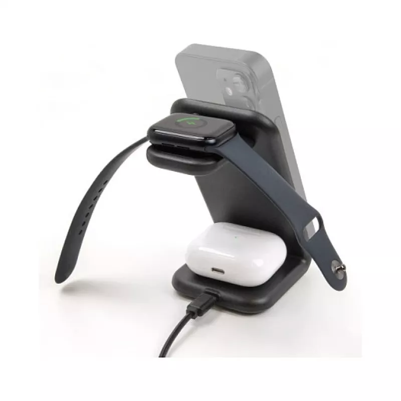 DELOCK 66941 Bezvadu lādētājs 3-in-1 viedtālrunim viedpulkstenim austiņām USB Type-C 15 W Iekštelpu melns