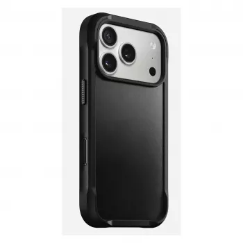 Mobilā tālruņa maciņš Nomad Rugged Leather vāciņš Apple iPhone 17 Pro, āda/TPU/PC/alumīnijs, piemērots 16 cm (6,3 collu) ekrāniem, melns