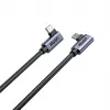 USB‑C kabelis Unitek C14147ABK01 90°–90° PD 100W 0,5 m, leņķveida pret leņķveida, melns