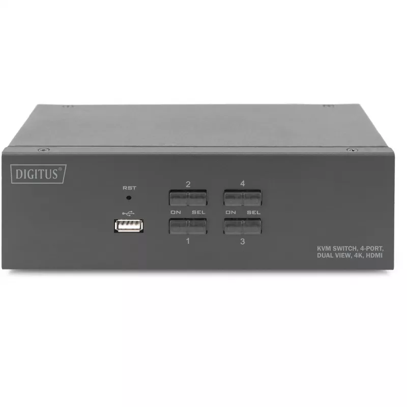 KVM slēdzis Digitus DS-12883 4-portu ar dubulto displeju 4K HDMI USB