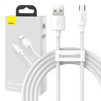 USB A uz Micro‑USB B kabelis Baseus TZCAMZJ-02 1,5 m Balts