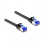 Tīkla kabelis DeLOCK RJ45 plakans komutācijas kabelis no spraudņa uz spraudni Cat.6A 0,25 m melns