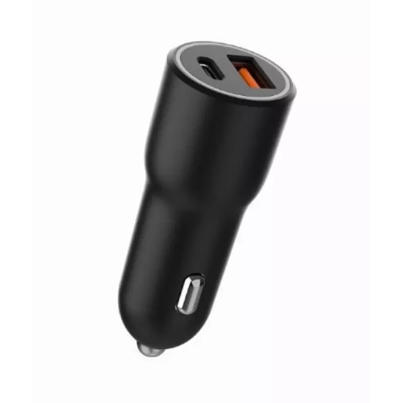 Automašīnas mobilās ierīces lādētājs Gembird TA-UC-AC2PDQC38-CAR-01, USB-C, 38W, 12–24V, melns