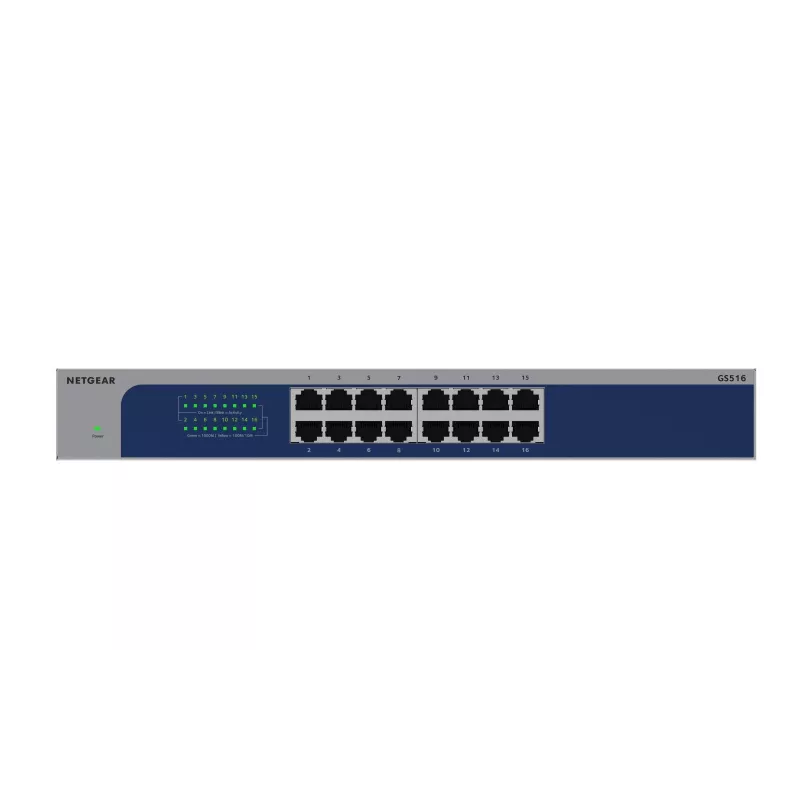 NETGEAR GS516-300EUS tīkla komutators Nepārvaldāms Gigabit Ethernet (10/100/1000) Pelēks