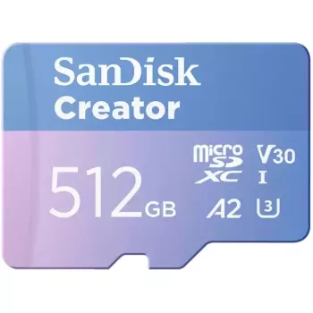SanDisk Creator MicroSD atmiņas karte 512 GB ar augstu pārsūtīšanas ātrumu līdz 190 MB/s