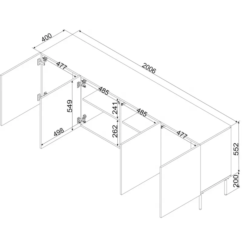 Cama kumode ISLA 200x40x75 matēts melns