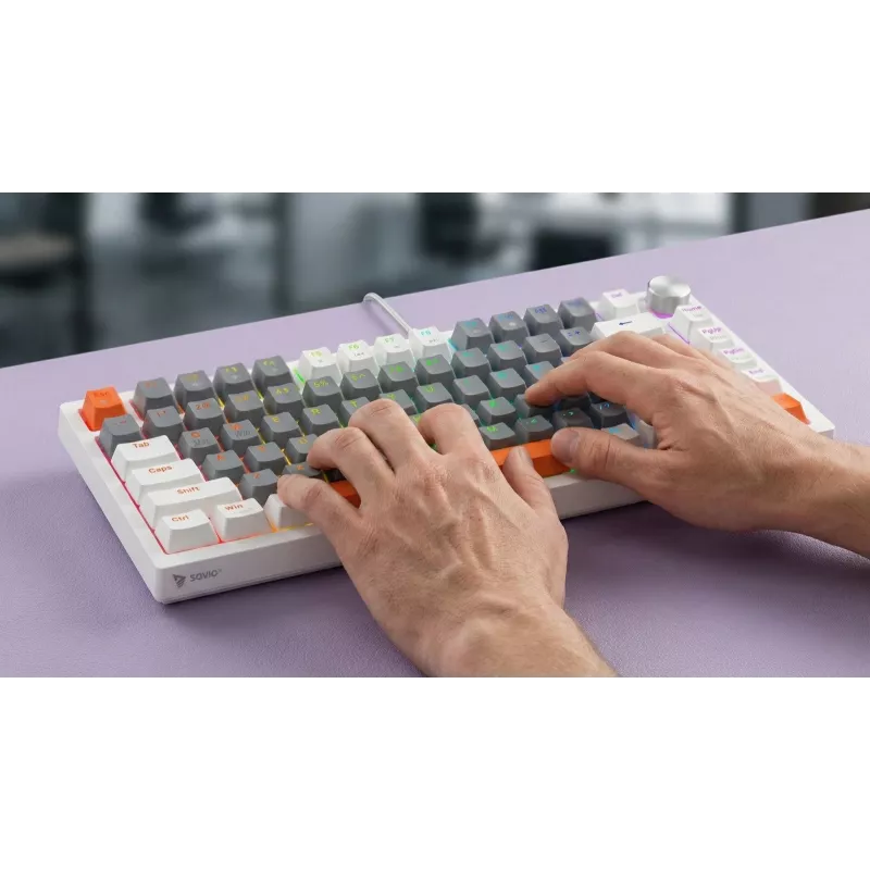 Savio ASTRAL WHITE JADE 3 COLOURS tastatūra Gaming USB QWERTY US International