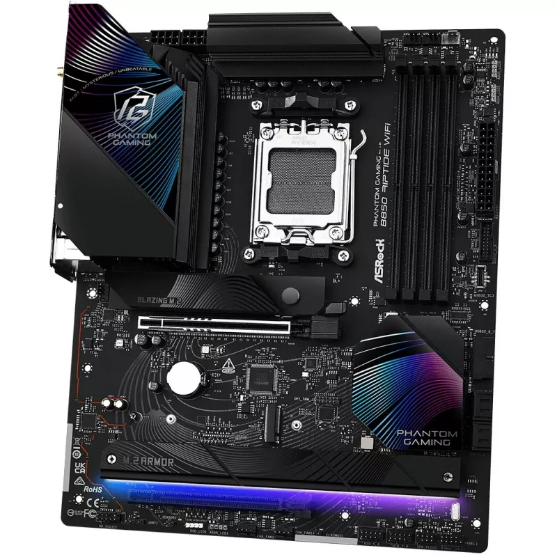 Pamatplate ASRock Phantom Gaming B850 Riptide WiFi — AMD B850, Socket AM5, ATX, DDR5, 4x M.2, Wi‑Fi 7, 2.5Gb LAN