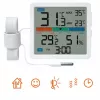 Termometrs‑higrometrs MANTA MTO002W ar ārējo sensoru (150 cm), iekštelpu 0–+50°C, ārtelpu -40–+70°C, mitrums 20–95% RH, komforta indikators, pulkstenis