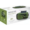 Portatīvs FM/AM radio SENCOR SRD1000SCLGR ar Bluetooth, saules/rokas kloķa/USB-C uzlādi, 2000mAh baterija, IPX4, LED gaismas