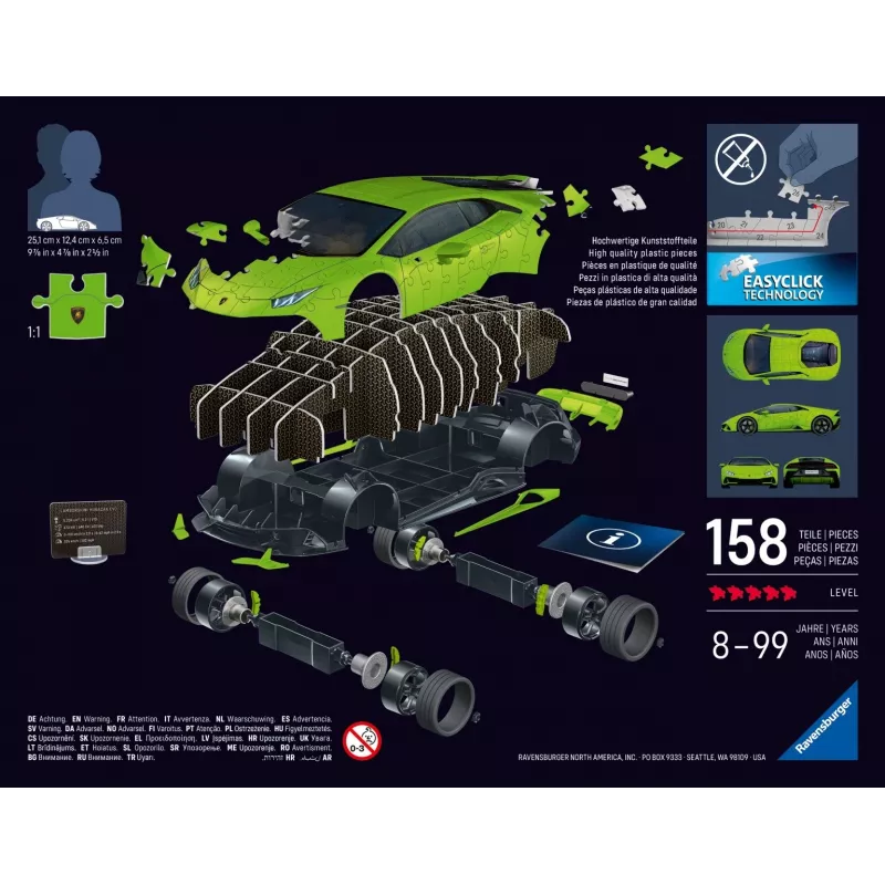 3D puzle 158 gabali Lamborghini Huracan EVO zaļš