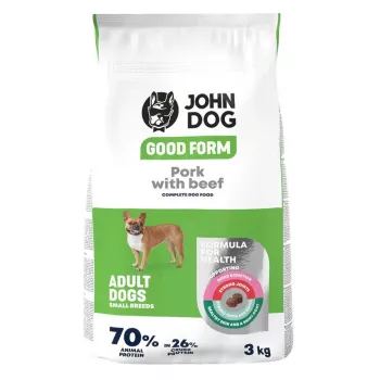 Sausā suņu barība John Dog GOOD FORM mazām šķirnēm cūkgaļa ar liellopu gaļu, 3 kg