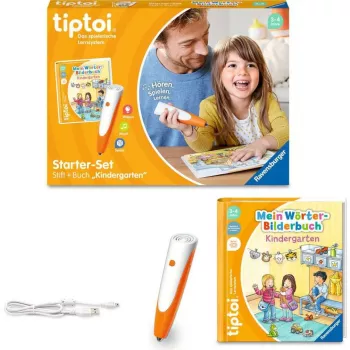 tiptoi Starter-Set: Mana vārdu bilžu grāmata bērnudārzam, mācību grāmata ar pildspalvu un bilžu grāmatu