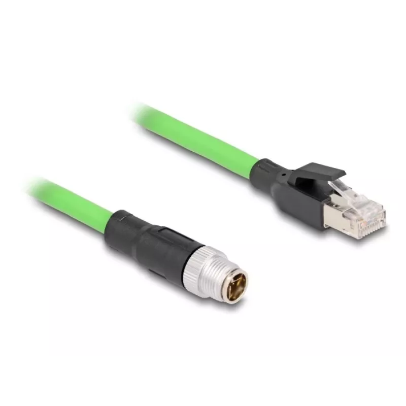 Tīkla kabelis DeLOCK M12 Kabelis X-kodēts 8 kontaktu vīrišķais uz RJ45 vīrišķais PUR (TPU) 1 m