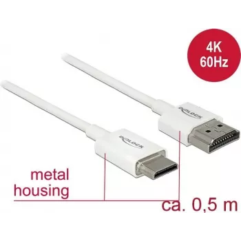 HDMI kabelis DeLOCK 85141 0,5m HDMI Type A Type C Balts