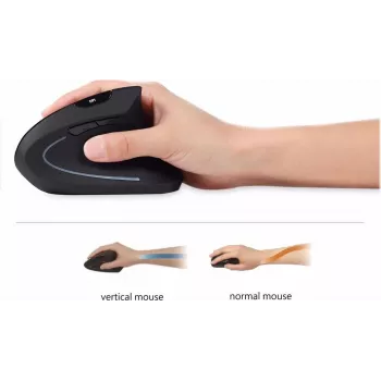 Perixx PERIMICE-713 L, ergonomiska vertikāla pele kreiļiem, melna