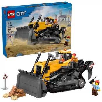 Būvniecības buldozera rotaļlieta LEGO 60466, City sērija, 682 detaļas, 3 minifigūras, ieteicamais vecums 8+, izmērs 120×240×130 mm