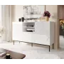ABETO kumode uz melns tērauda rāmis 150x42x90 balts/glancēti balts