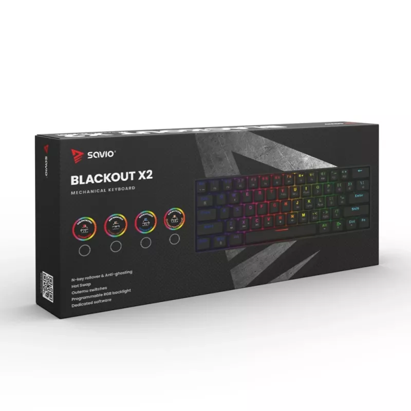 SAVIO BLACKOUT X2 mehāniskā tastatūra OUTEMU Red, Hot Swap