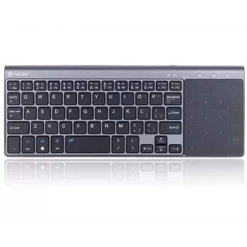 Bezvadu RF pilna izmēra tastatūra TRACER TRAKLA46934, QWERTY angļu, 2,4 GHz nano uztvērējs, membrāna, melna/pelēka