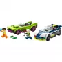 LEGO City rotaļu komplekts 60415 Policijas auto un muskuļauto pakaļdzīšanās — 213 elementi, 2 minifigūras, vecumam 6+