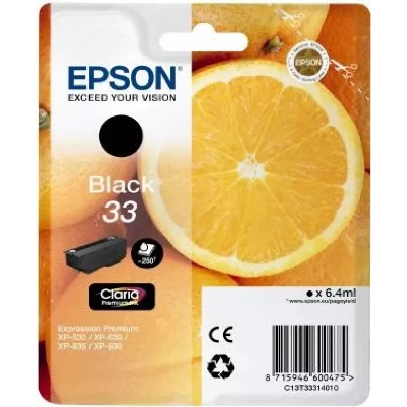 Epson oranžas C13T33314010 tintes kasetne 1 gab. Oriģināla melna