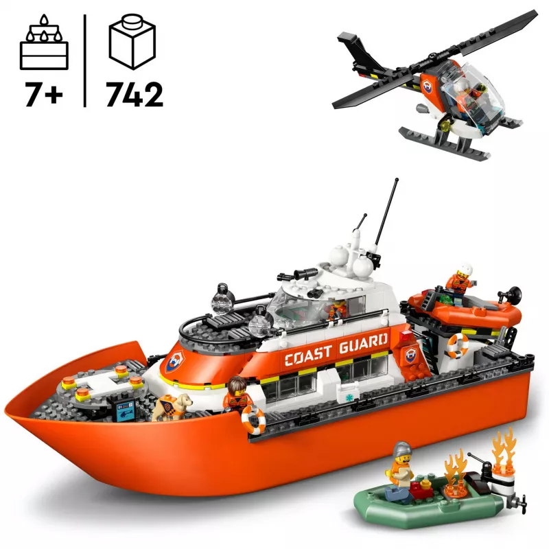 Blocks City 60504 Krasta apsardzes glābšanas laiva un helikopters