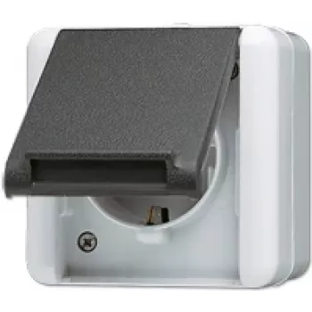 Kontaktligzda CEE 7/3 Jung 820 W — IP44 termoplastmasas korpuss, 250 V 16 A, melns/balts